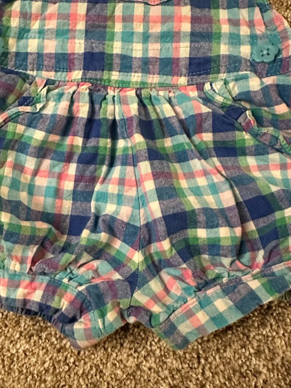 Vintage Oshkosh Osh Kosh B'Gosh pastel blue & pink Shortalls 2T 3T BUBBLE flower